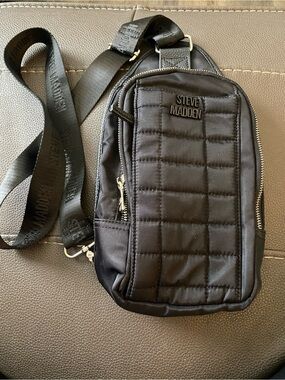 Steve Madden Black Quilted Crossbody Sling Bag